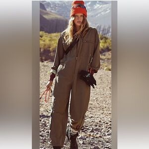 NWOT Free people Movement Mesmerize Me Coveralls in Army green